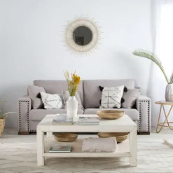 Agata Miroir rond mural en rotin naturel