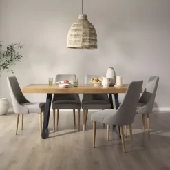 Amaia Table &agrave; manger rectangulaire en bois massif de manguier et métal