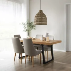 Amaia Table &agrave; manger rectangulaire en bois massif de manguier et métal