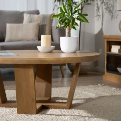 Amaia Table basse ronde en bois massif de manguier