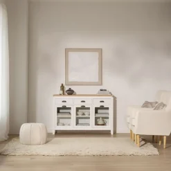 Avelin Buffet étroit blanc et naturel