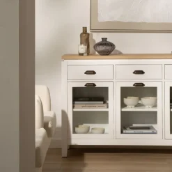 Avelin Buffet étroit blanc et naturel