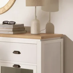 Avelin Buffet étroit blanc et naturel