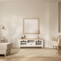 Avelin Meuble tv blanc et naturel