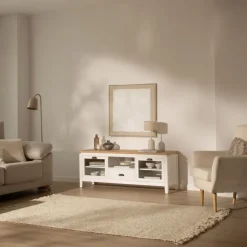 Avelin Meuble tv blanc et naturel