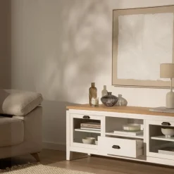 Avelin Meuble tv blanc et naturel