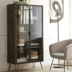 Baltic Vitrine en bois massif et métal