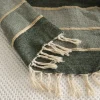 Bandol Plaid en coton vert naturel 130x170 cm