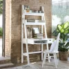 Bassay Bureau en bois laqué blanc avec tiroirs et étagère