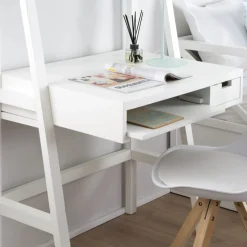 Bassay Bureau en bois laqué blanc avec tiroirs et étagère