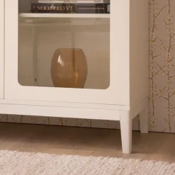 Berna Vitrine basse en bois laqué blanc