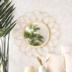 Bessa Miroir rond mural en rotin naturel