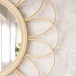 Bessa Miroir rond mural en rotin naturel