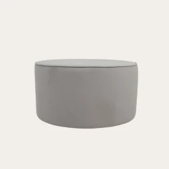 Camille Puf de sal&oacute;n redondo tapizado en terciopelo gris