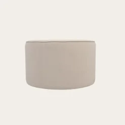 Camille Puf de salón redondo tapizado en terciopelo beige