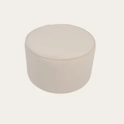 Camille Puf de sal&oacute;n redondo tapizado en terciopelo beige