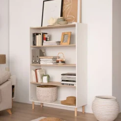 Canes étagère blanc mat et naturel duna