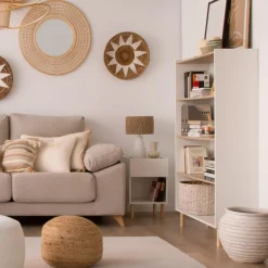 Canes étagère blanc mat et naturel duna