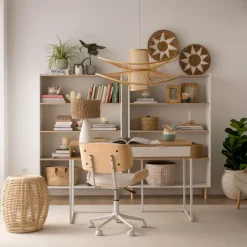 Canes étagère blanc mat et naturel duna