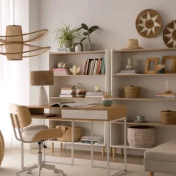 Canes étagère blanc mat et naturel duna