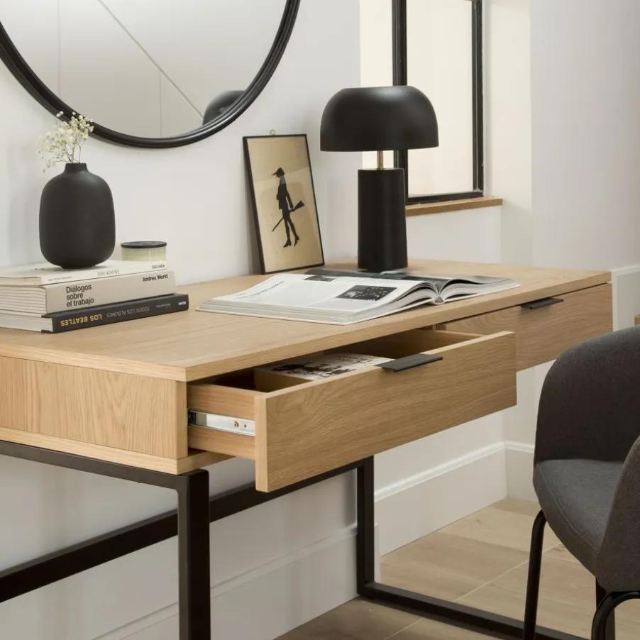 Coimbra Bureau en bois et métal avec tiroirs