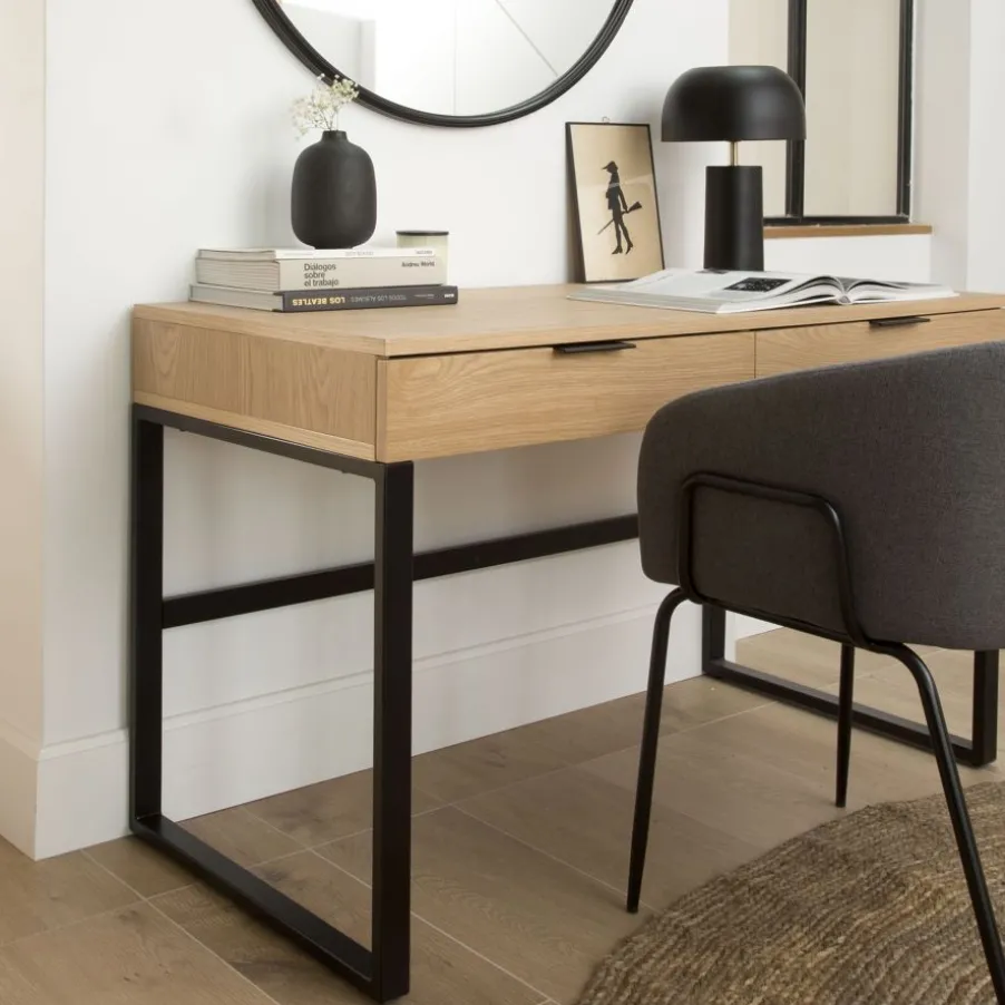 Coimbra Bureau en bois et métal avec tiroirs