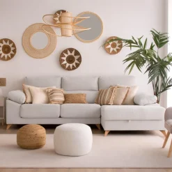 Dandy Canapé d'angle droite 4 places beige avec rangement