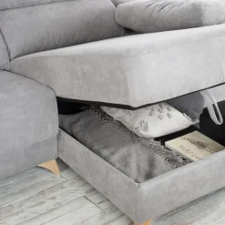 Dandy Canapé d'angle droite 4 places gris avec rangement