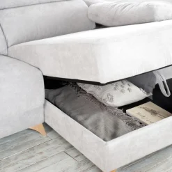 Dandy Canapé d'angle droite 4 places beige avec rangement