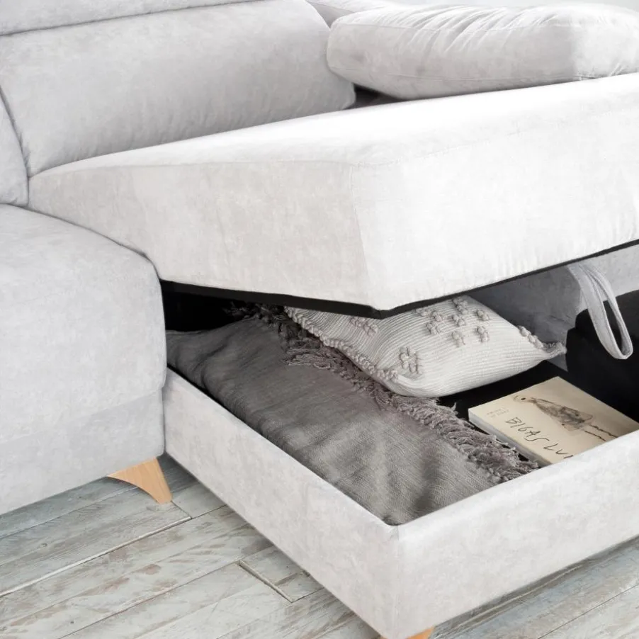 Dandy Canapé d'angle droite 4 places beige avec rangement