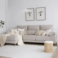 Dandy Canapé d'angle gauche 4 places beige avec rangement