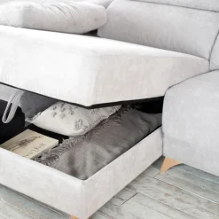 Dandy Canapé d'angle gauche 4 places beige avec rangement