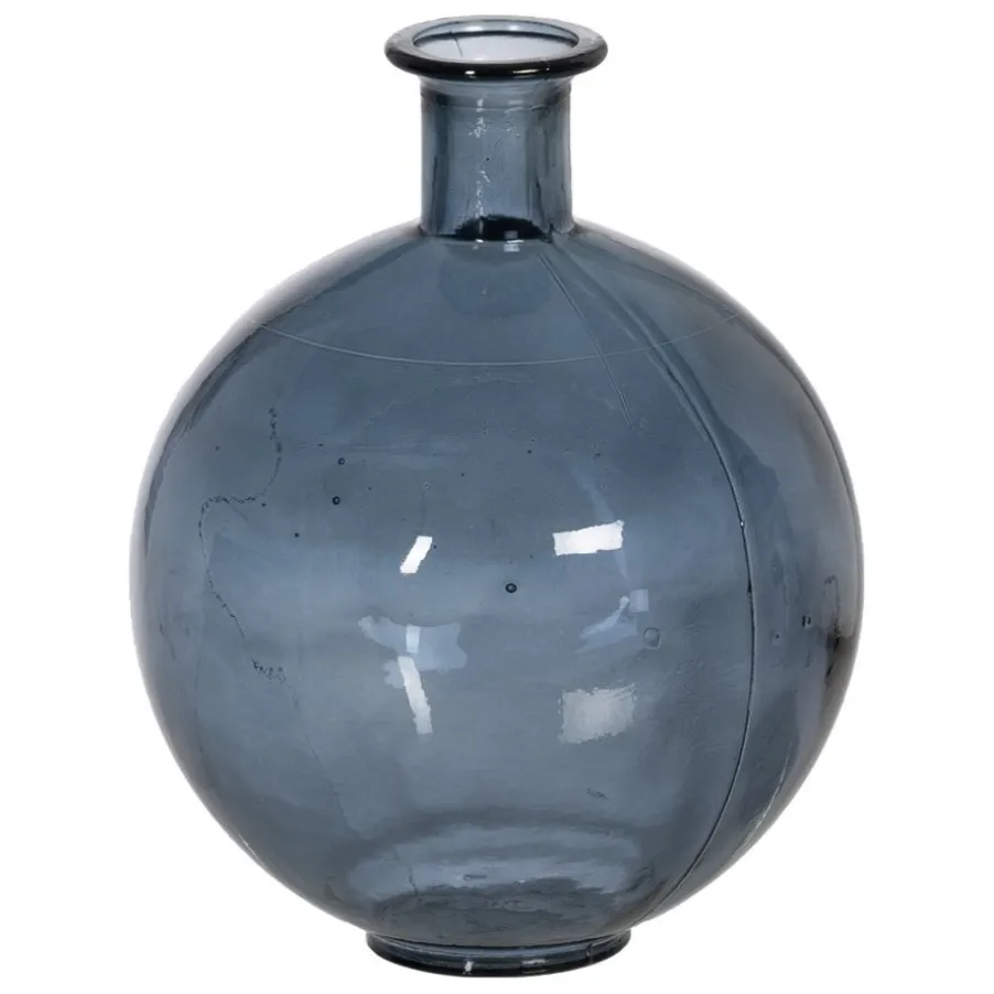 Dihos Vase en verre recyclé bleu