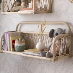 Eban étagère murale rectangulaire 90x32 en rotin naturel