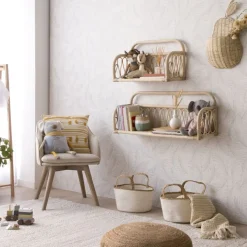 Eban étagère murale rectangulaire 90x32 en rotin naturel