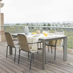 Ensemble Table inset et 4 chaises mink topo/grafito