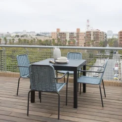 Ensemble Table kunes et 4 chaises mink tourmaline/grafito