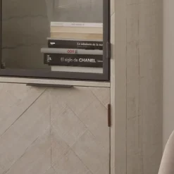 Enzo Vitrine en bois massif et métal couleur blanc wild