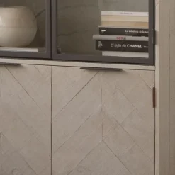 Enzo Vitrine en bois massif et métal couleur blanc wild