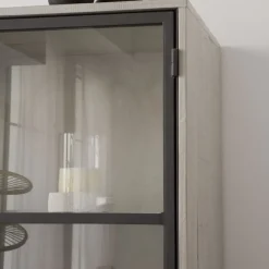 Enzo Vitrine en bois massif et métal couleur blanc wild