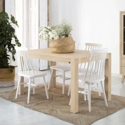 Gael Table &agrave; manger extensible rectangulaire 160/210 en bois couleur naturelle