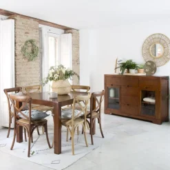 Gael Table &agrave; manger rectangulaire extensible 140/190 en bois massif de couleur teck