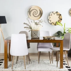 Gael Table &agrave; manger rectangulaire extensible 140/190 en bois massif de couleur teck