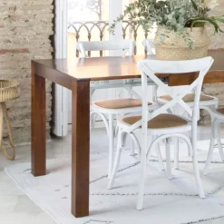 Gael Table &agrave; manger rectangulaire extensible 140/190 en bois massif de couleur teck