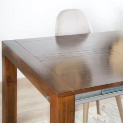 Gael Table &agrave; manger rectangulaire extensible 140/190 en bois massif de couleur teck