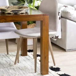 Gael Table &agrave; manger rectangulaire extensible 140/190 en bois massif de couleur teck