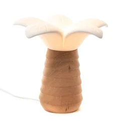 Hagam Lampe de table en porcelaine et bois