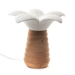 Hagam Lampe de table en porcelaine et bois