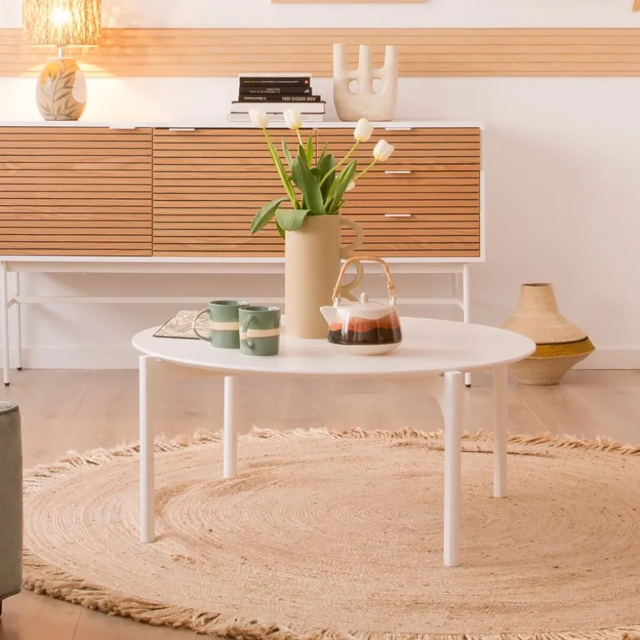 Hans Table basse en bois laqué blanc grand