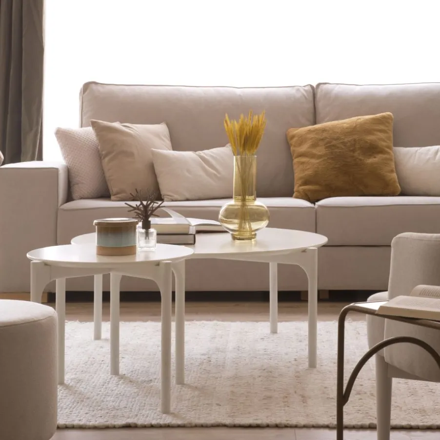 Hans Table basse en bois laqué blanc grand